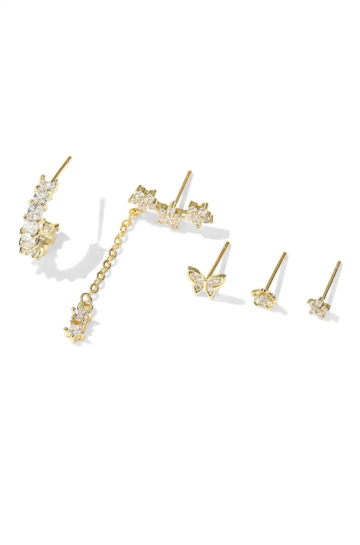 Butterfly Flower Earrings Studs Set