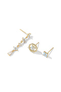 Dainty Blue Flower Drop Earrings