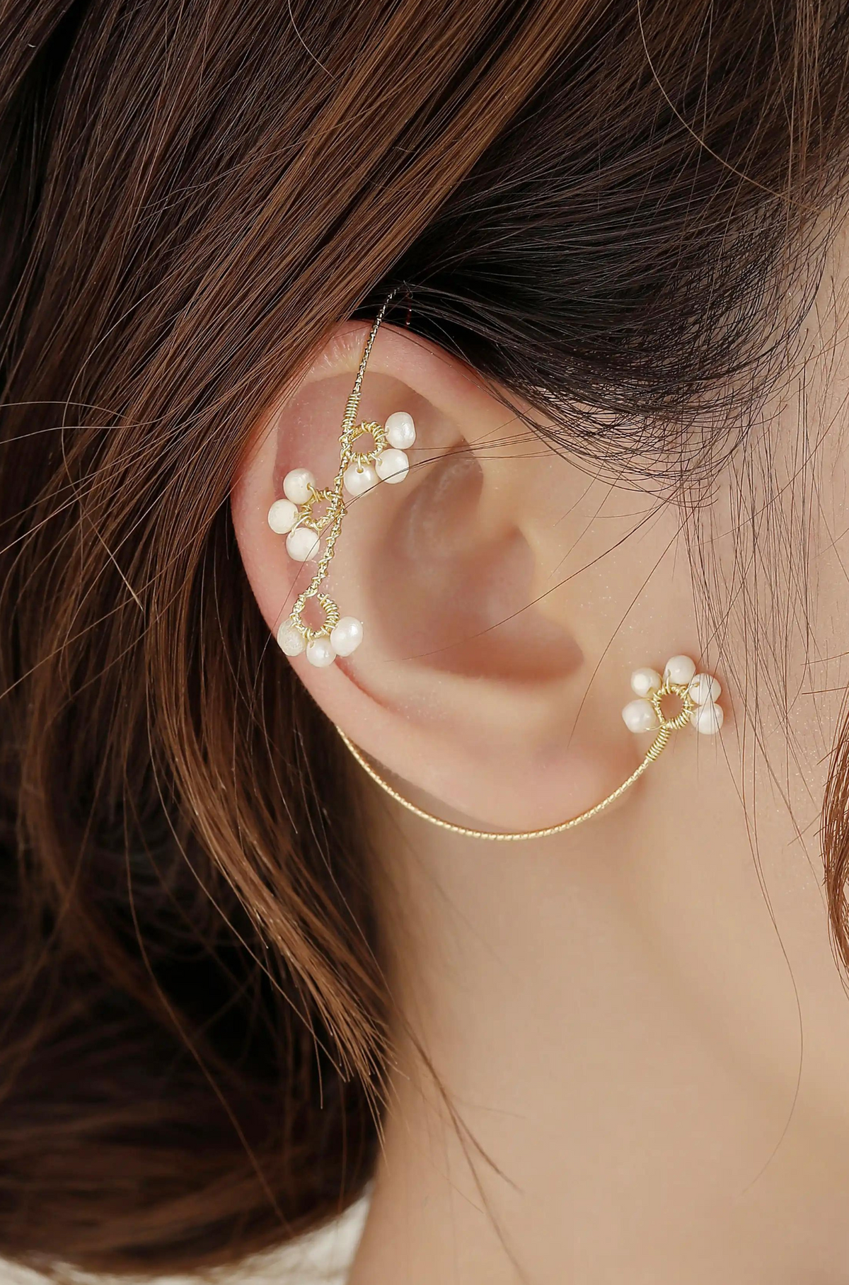 Floral Pearl Ear Cuff