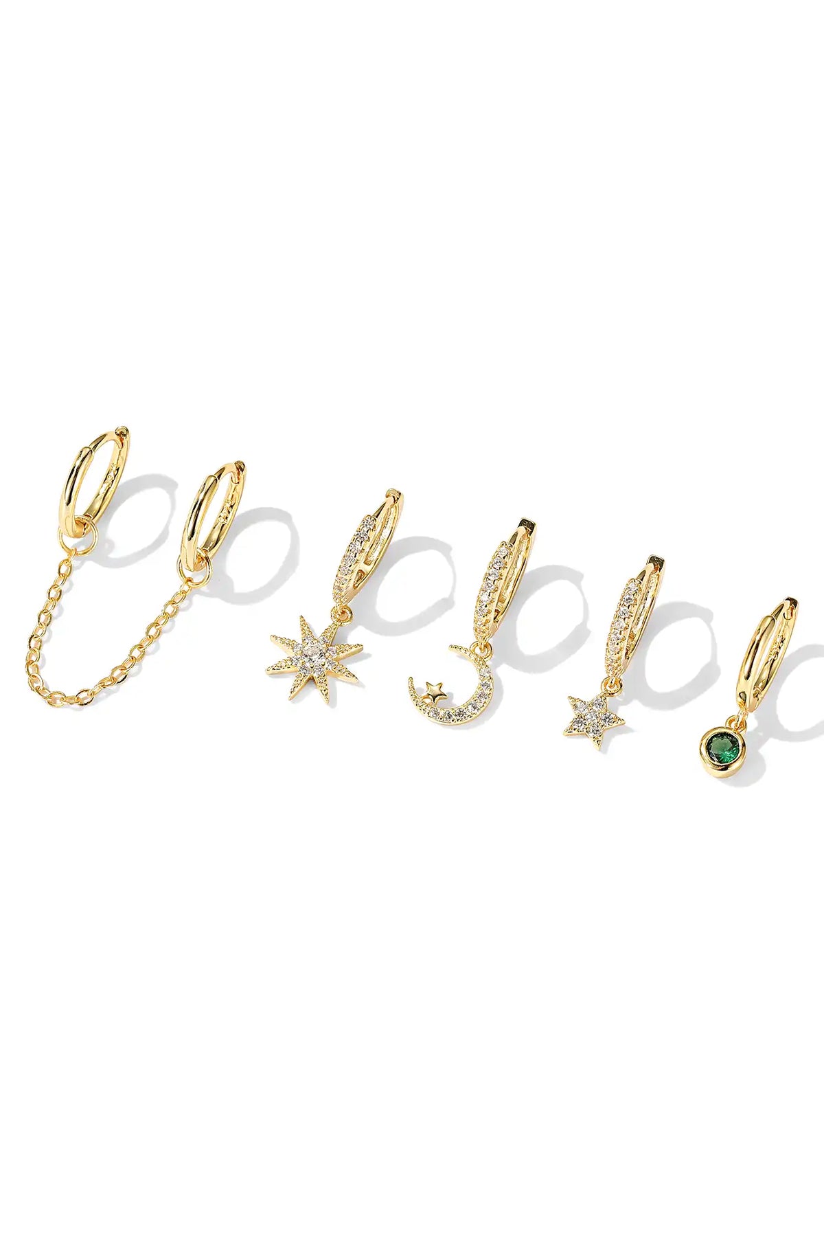 Gold Hoop Earrings Set