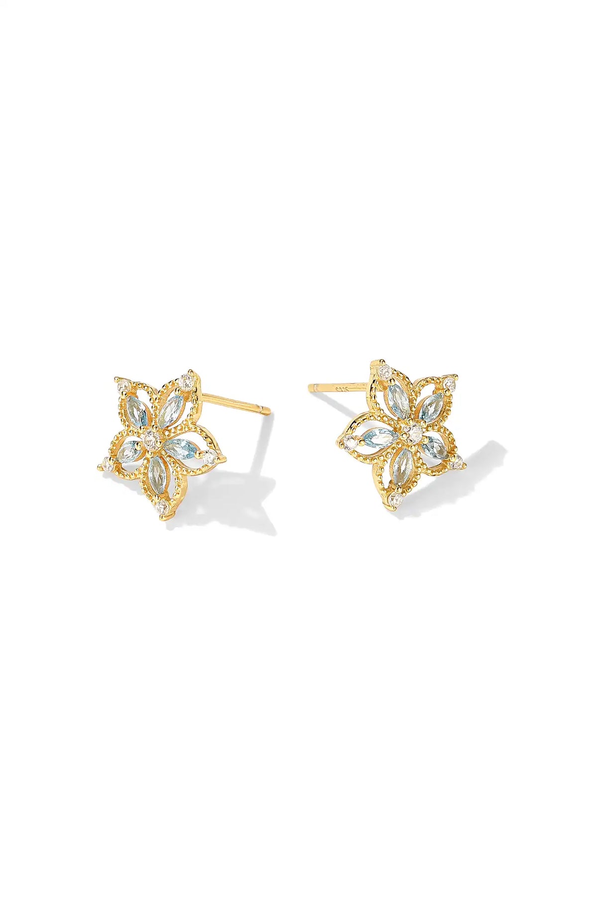 Blue Zircon Petal Earrings