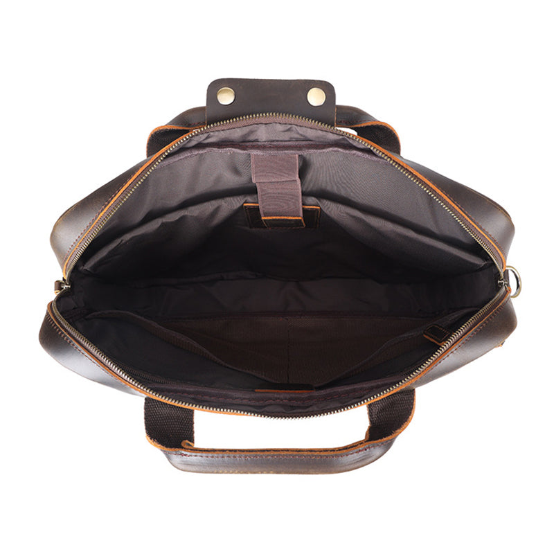Full Grain Leather Attache Leather Messenger Bag Classic Leather Business Briefcase Vintage 15.6" Laptop Bag For Mens