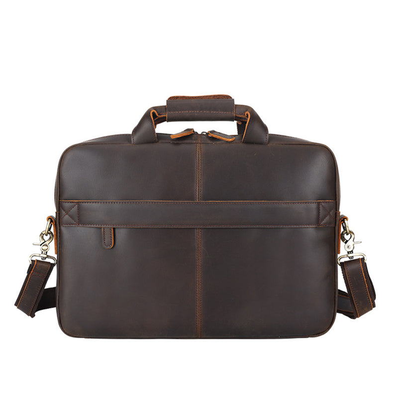 Full Grain Leather Attache Leather Messenger Bag Classic Leather Business Briefcase Vintage 15.6" Laptop Bag For Mens
