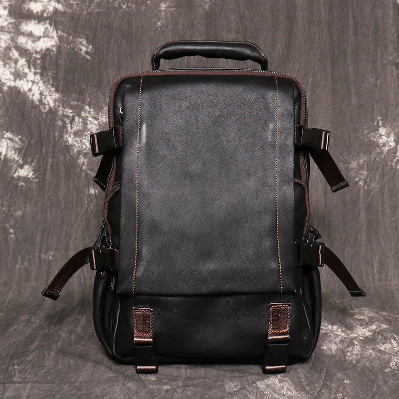 Full Grain Leather Backpack For Mens Leather Travel Backpack Casual Laptop Backpack LJ1034