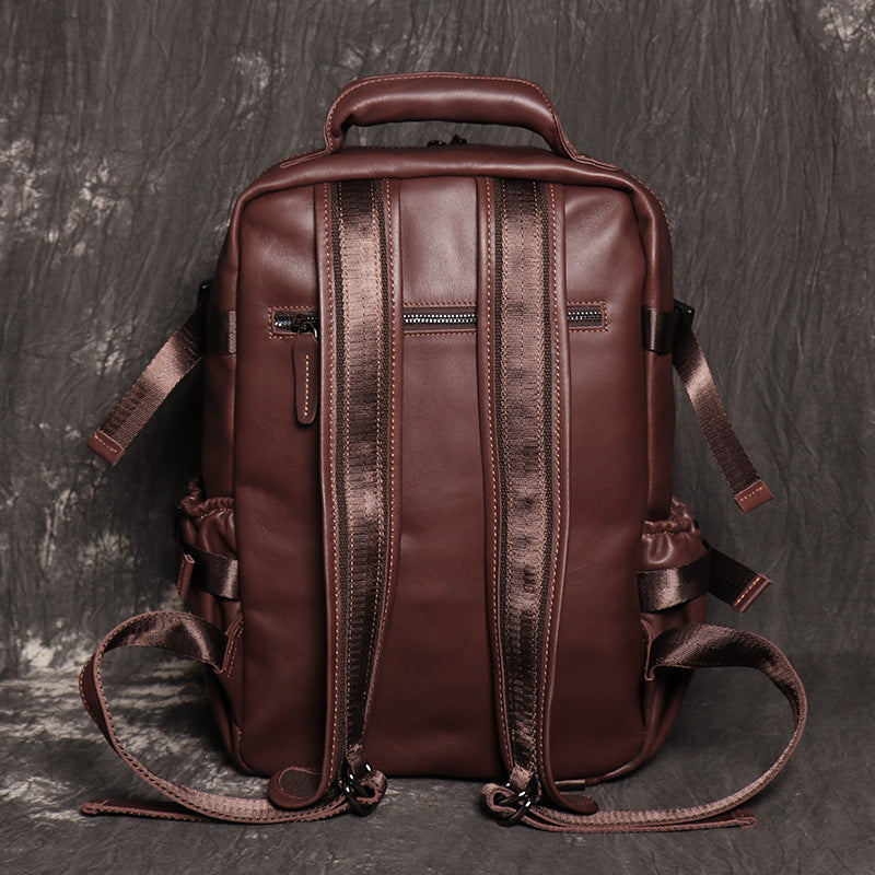 Full Grain Leather Backpack For Mens Leather Travel Backpack Casual Laptop Backpack LJ1034