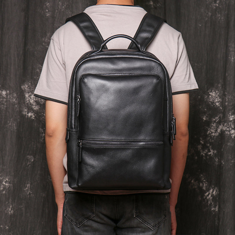 Full Grain Leather Backpack For Men, Leather Travel Backpack Stylish Laptop Backpack