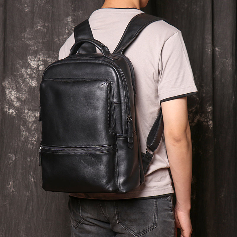 Full Grain Leather Backpack For Men, Leather Travel Backpack Stylish Laptop Backpack
