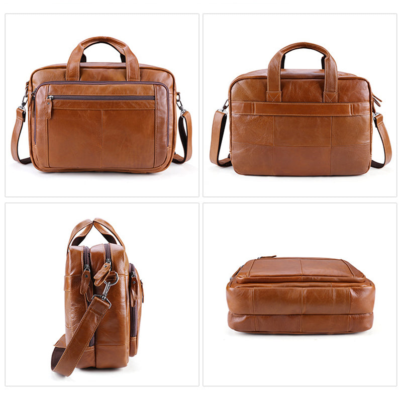 Full Grain Leather Briefcase, 15 Inches Laptop Bag,  Leather Messenger Bag, Natural Leather Shoulder Bag