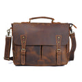 Full Grain Leather Briefcase Men's Leather Messenger Bag Handmade Laptop Bag Crossbody Shoulder Bag Top Handle Business Bag