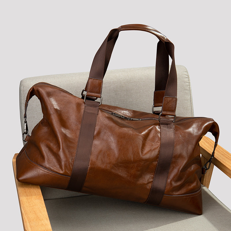 Full Grain Leather Gym Bag Mens Leather Duffle Bag Travel Bag Leather Weekend Luggage Bag Leather Carry-on Bag
