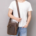 Full Grain Leather Men's Satchel Leather Mens Crossbody Bag Small Leather Shoulder Bag Satchel Bag Retro Messenger Bag