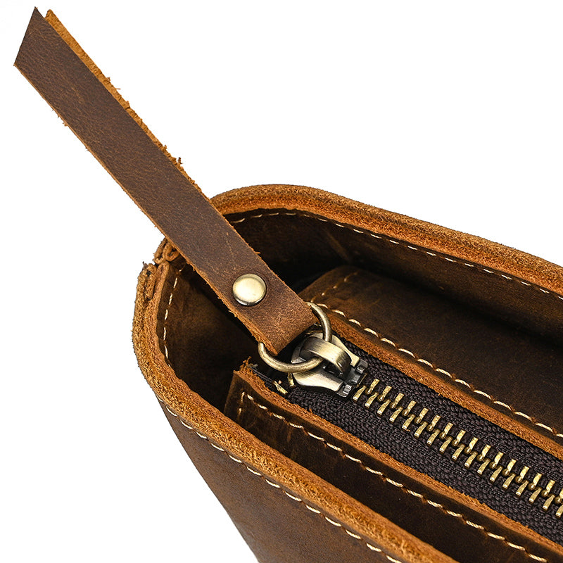 Full Grain Leather Tote Bag Handcrafted Office Bag Leather Shoulder Bag Women Tote With Zipper Outside Pocket