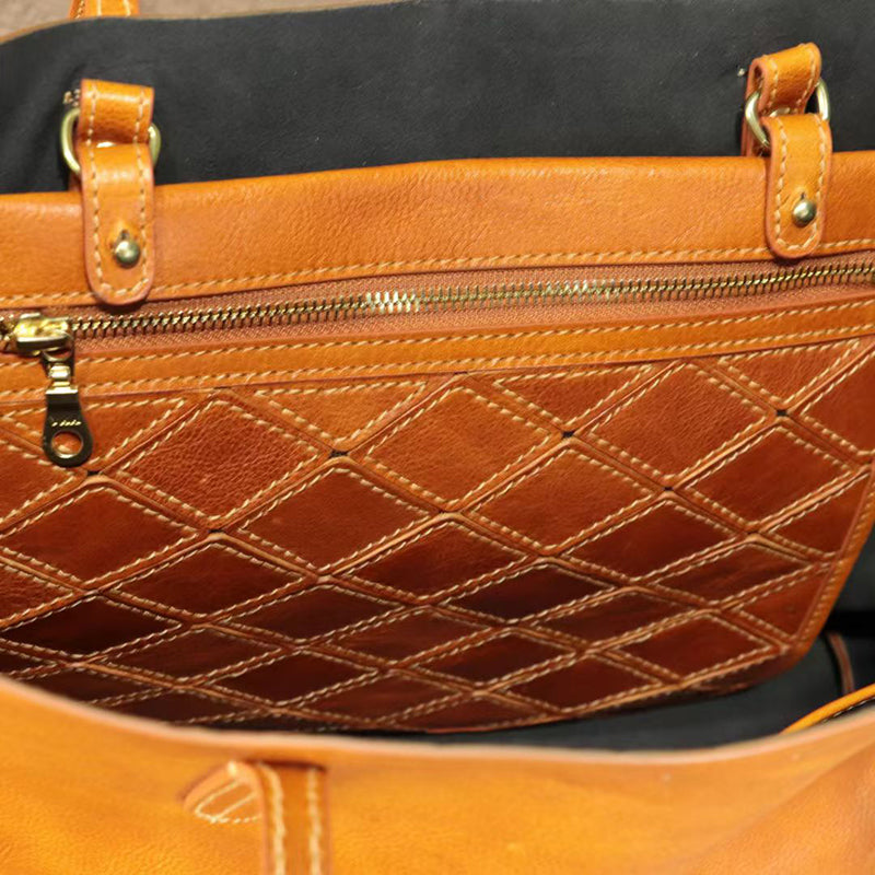 Full Grain Leather Tote Classic Everyday Use Tote Bag Work Student Bag Leather Shoulder Bag For Women