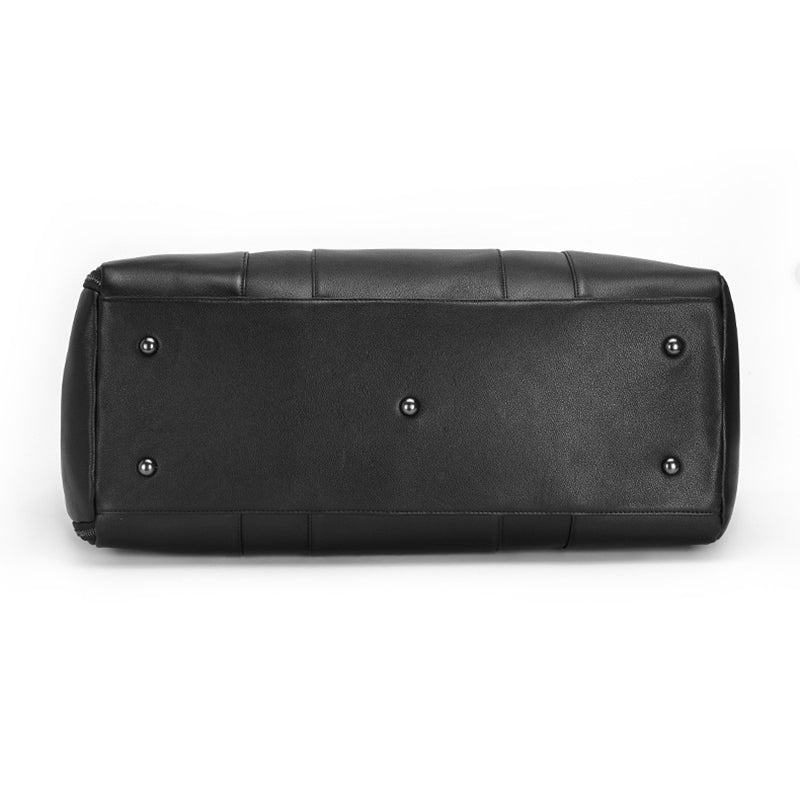 Full Grain Leather Travel Bag With Shoes Compartment Casual Leather Duffle Bag Mens Leather Overnight Bag