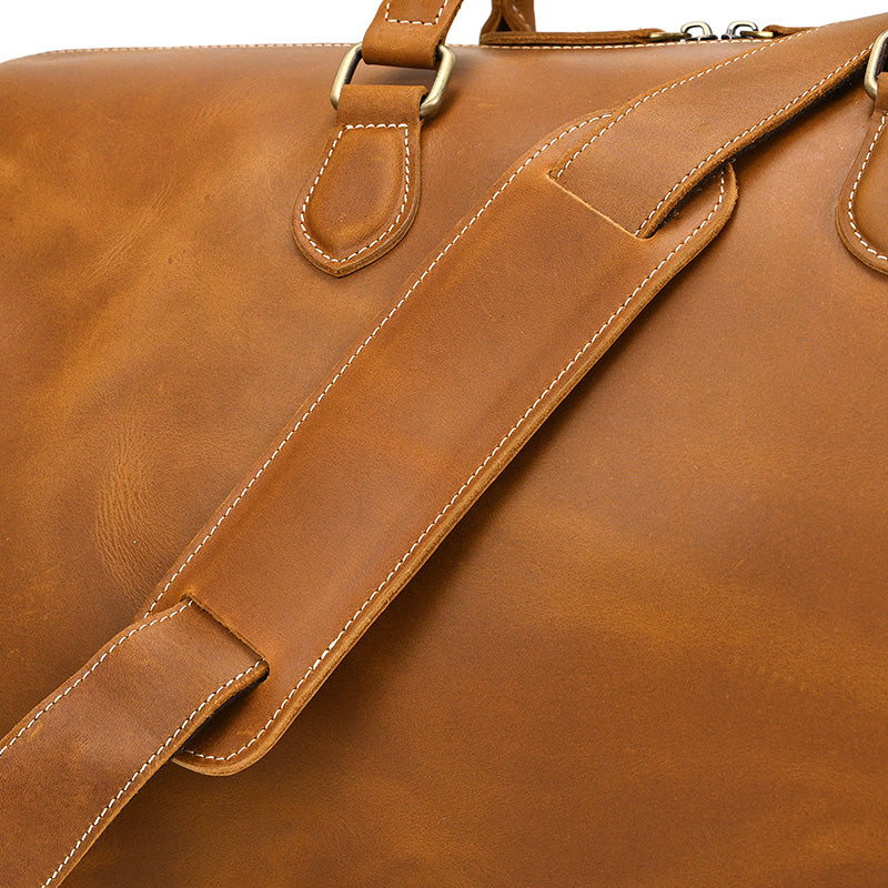 Handcrafted Leather Weekender Bag Retro Full Grain Leather Duffle Bag Mens Leather Carry-on Bag Large Vacation Holidays Travel Bag