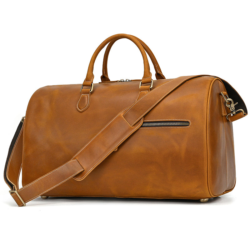 Handcrafted Leather Weekender Bag Retro Full Grain Leather Duffle Bag Mens Leather Carry-on Bag Large Vacation Holidays Travel Bag