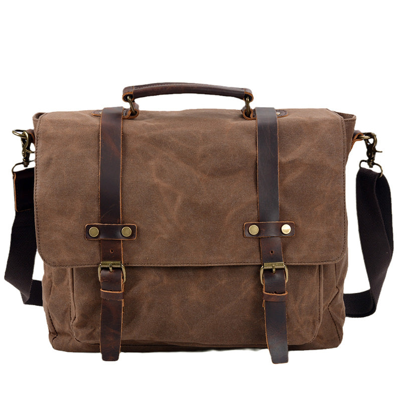 Handmade Canvas Messenger Bag 15.6 Inch Laptop Bag Vintage Canvas Crossbody Bag Men's Gift