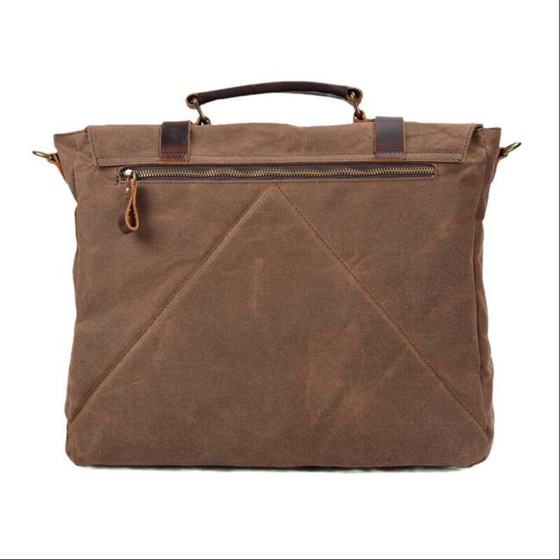 Handmade Canvas Messenger Bag 15.6 Inch Laptop Bag Vintage Canvas Crossbody Bag Men's Gift