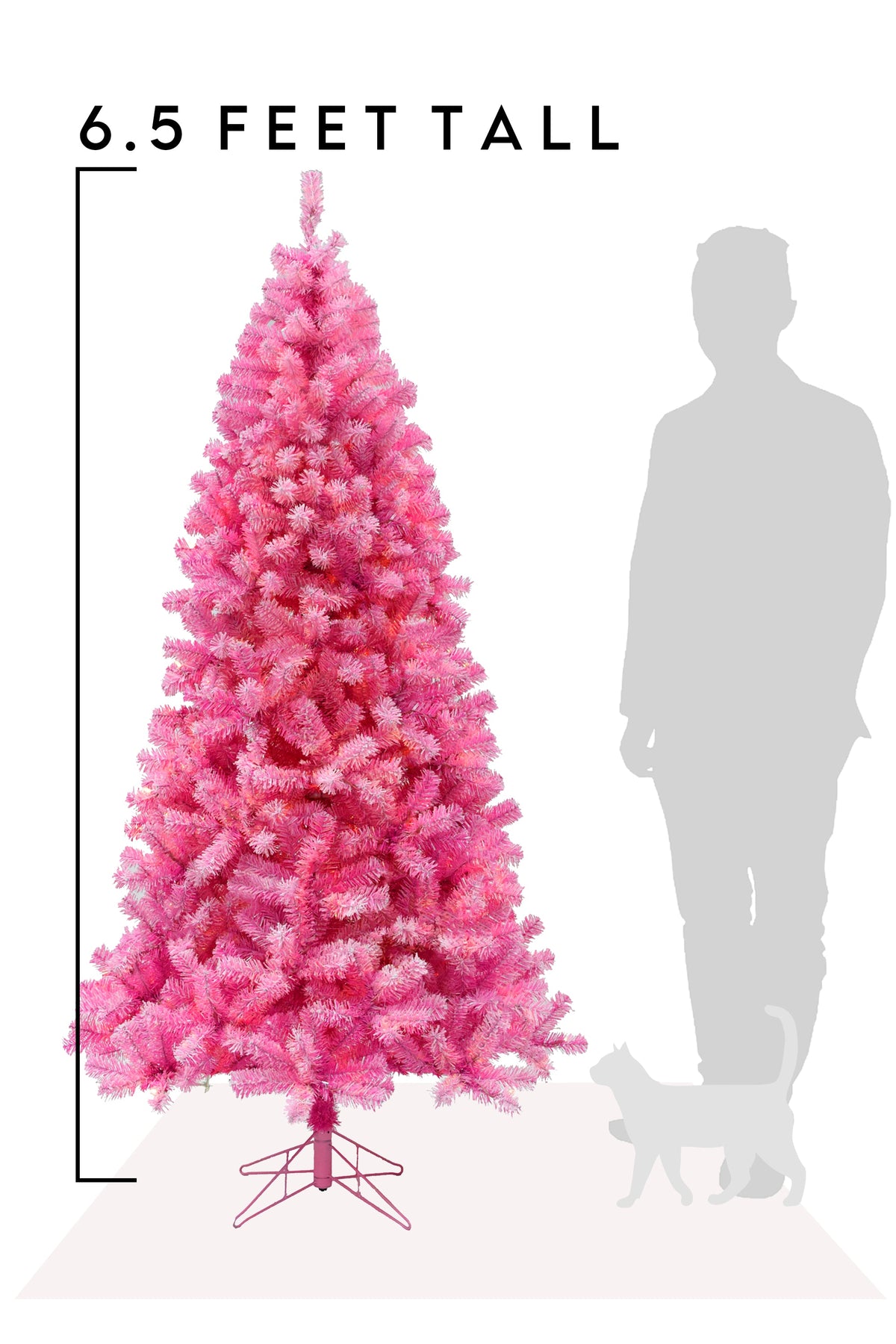 6.5' Pink & Silver Christmas Tree with Metal Stand
