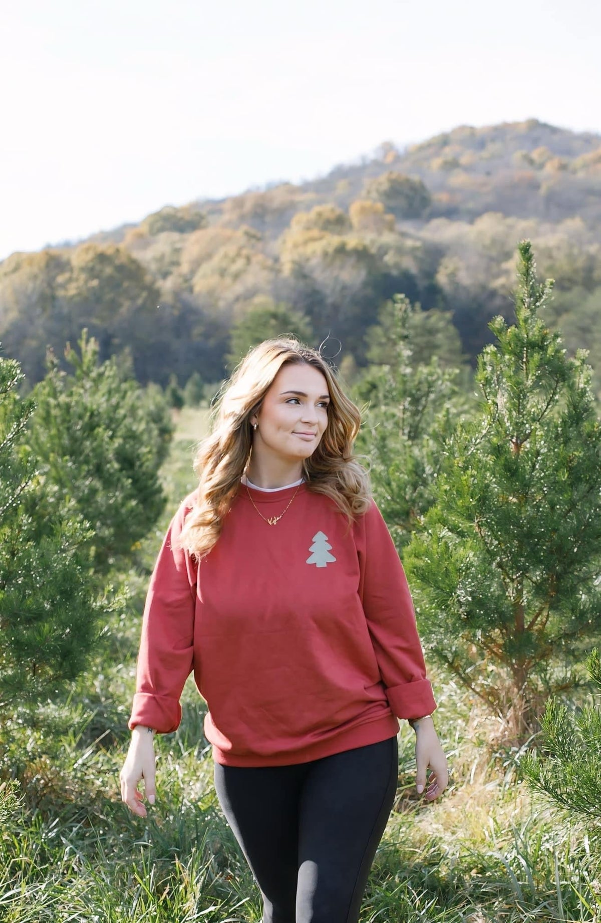 Adult Christmas Tree Applique Crewneck Sweatshirt