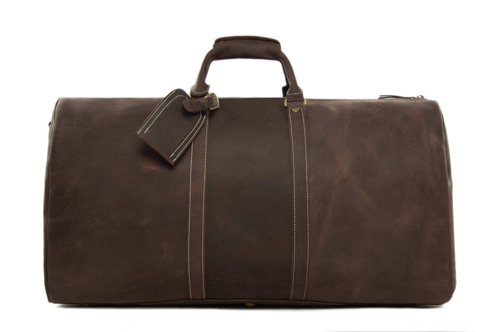 RockCow Vintage Leather Duffle Bag, Mens Travel Bag, Gym Bags for Men