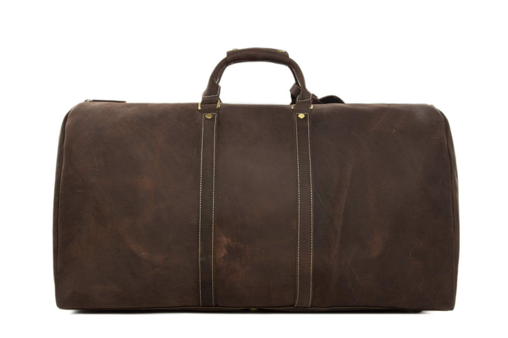 RockCow Vintage Leather Duffle Bag, Mens Travel Bag, Gym Bags for Men