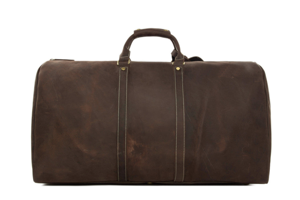 RockCow Vintage Leather Duffle Bag, Mens Travel Bag, Gym Bags for Men