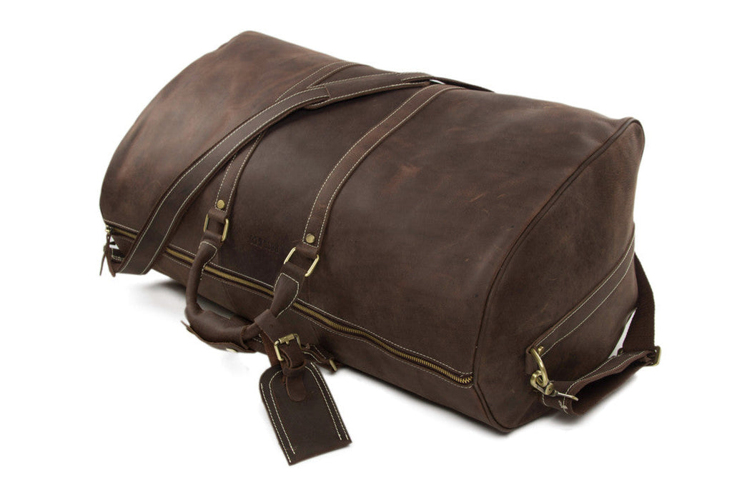 RockCow Vintage Leather Duffle Bag, Mens Travel Bag, Gym Bags for Men