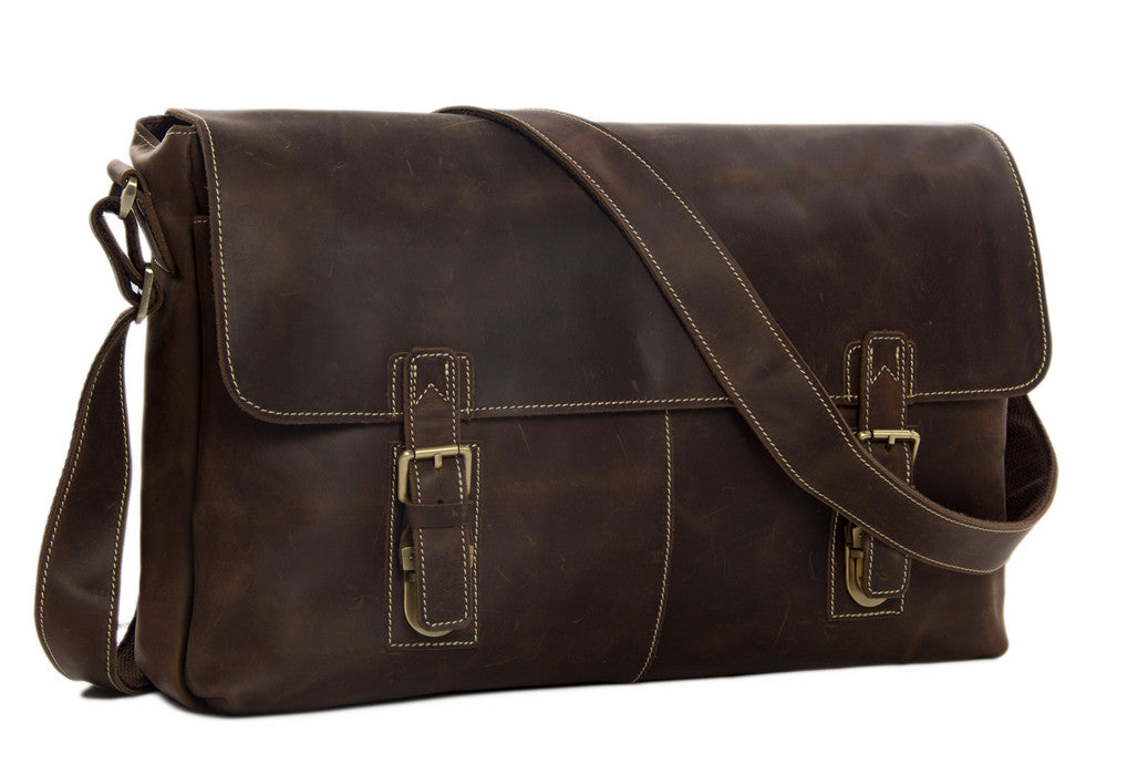 Vintage Retro Look Genuine Leather Messenger Bag High Quality Crossbody Shoulder Bag 6002LR
