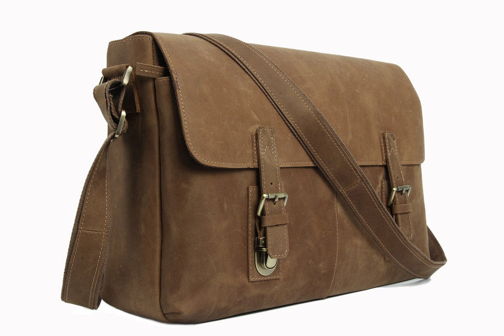 Vintage Retro Look Genuine Leather Messenger Bag High Quality Crossbody Shoulder Bag 6002LR