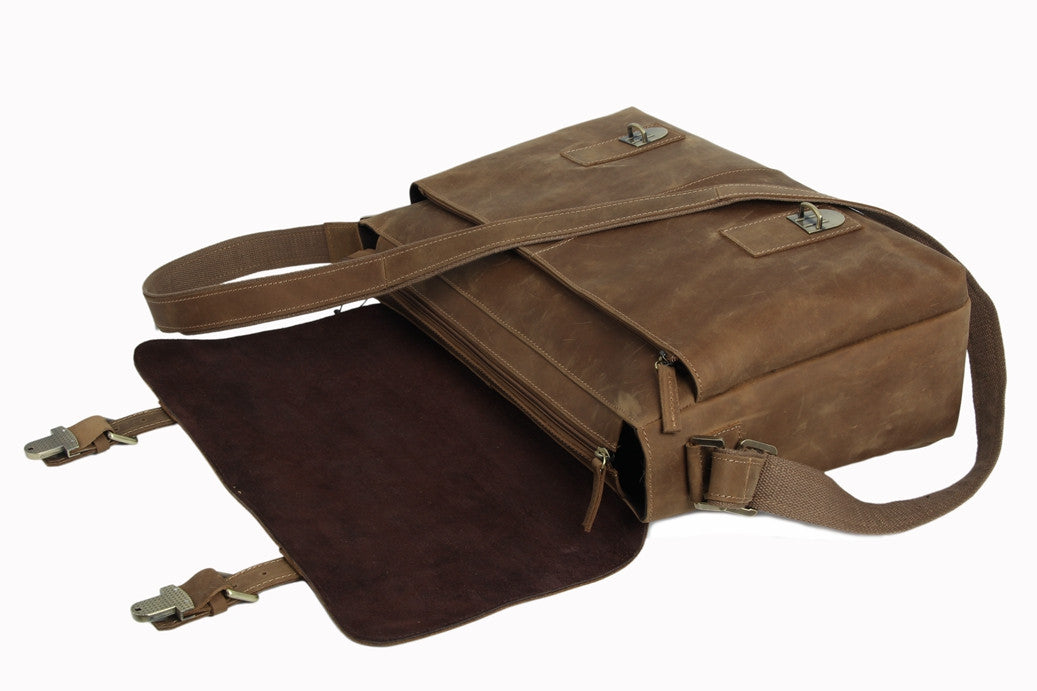 Vintage Retro Look Genuine Leather Messenger Bag High Quality Crossbody Shoulder Bag 6002LR