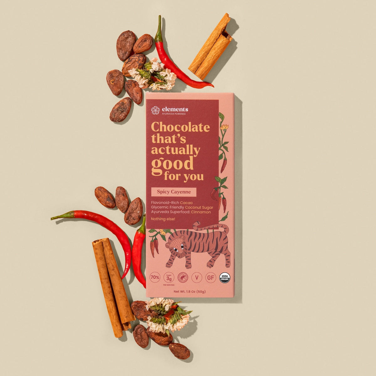 Spicy Cayenne and Cinnamon Chocolate Bar