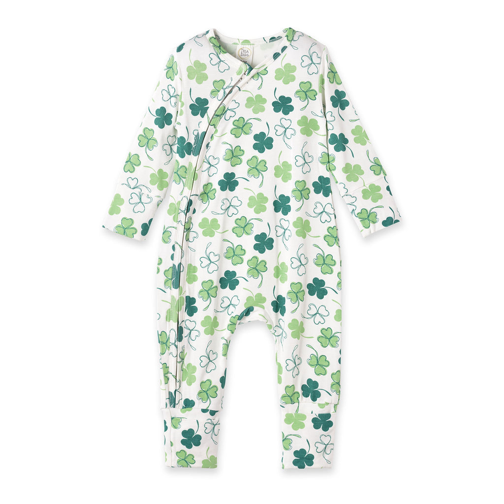 Shamrock Zip Romper – Convertible Cuff Bamboo Irish Sleeper