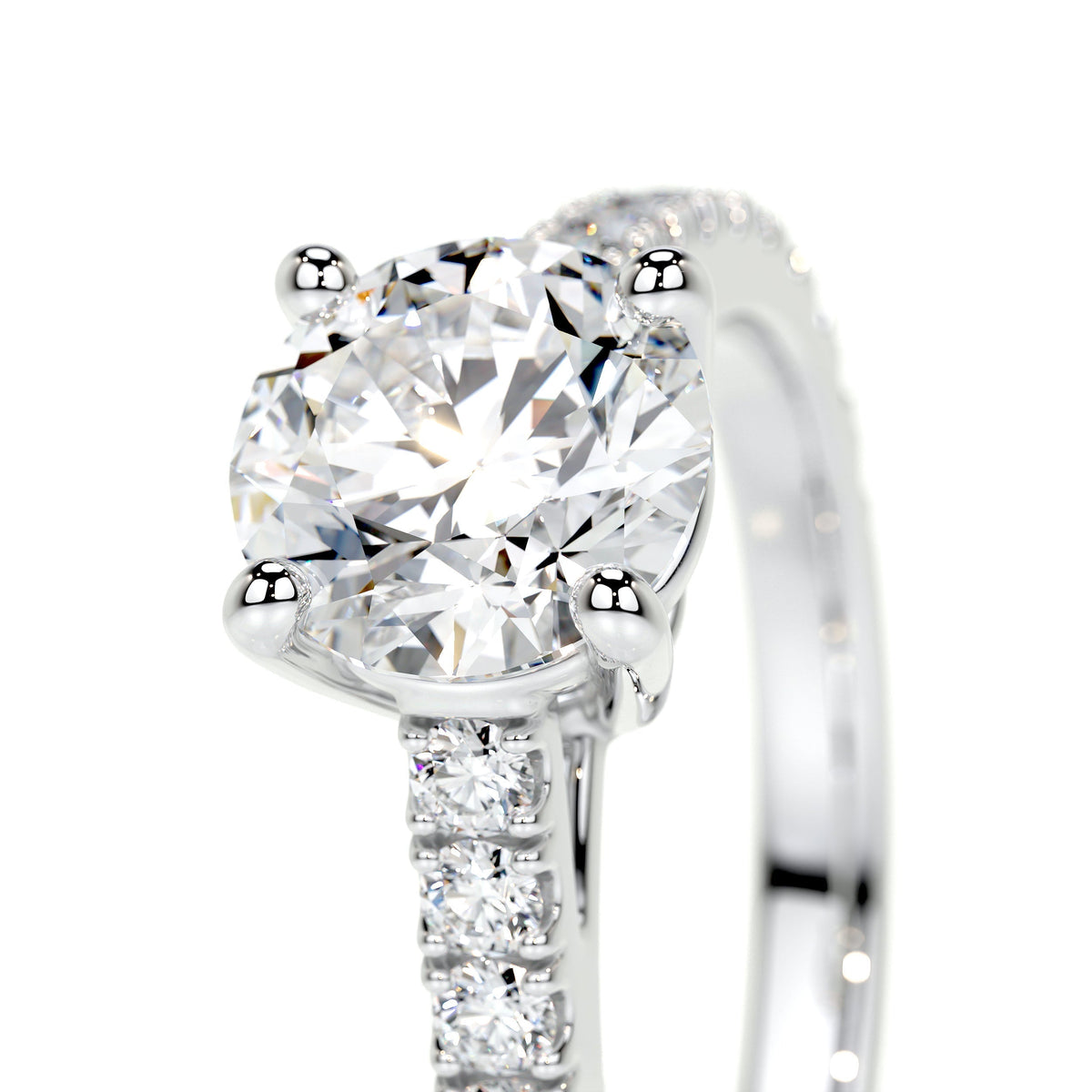 Round Brilliant Lab Grown Diamond Channel Setting Engagement Ring (F/VS) in 14K White Gold