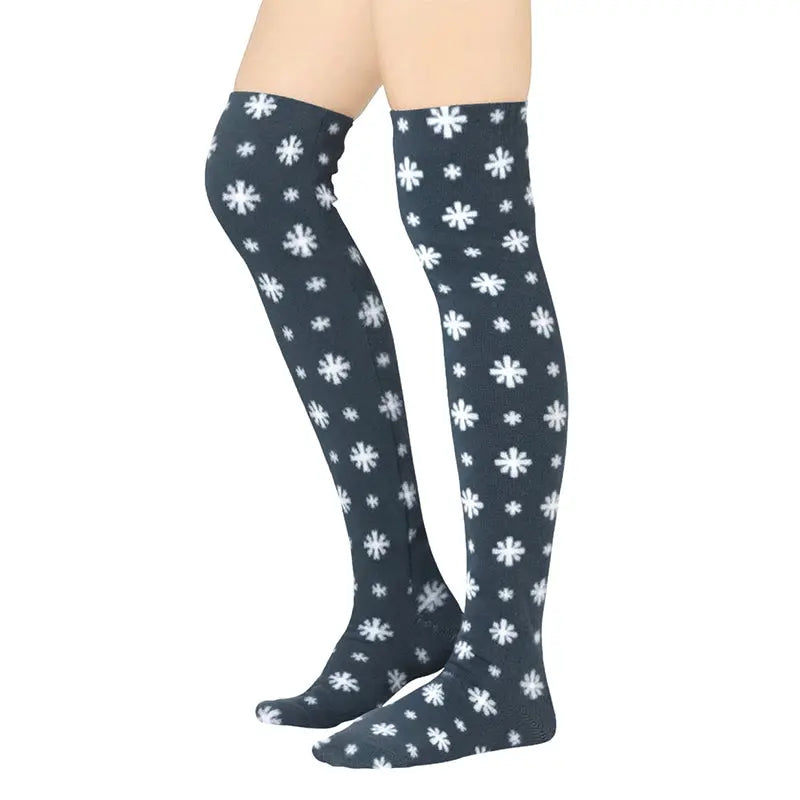 Over The Knee Fleece Socks - Snow