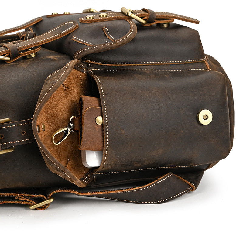 Leather Backpack For Men Retro Leather Travel Backpack Handmade Leather School Bag Large Laptop Bag