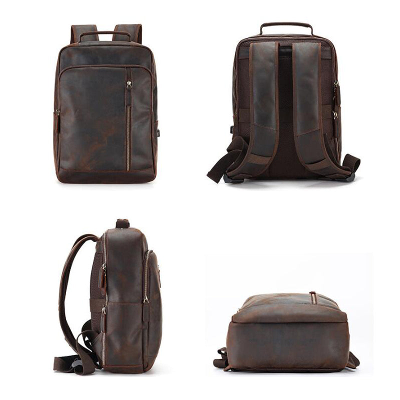 Leather Backpack for Men Full Grain Leather Travel Backpack Handmade Leather 15.6 inches Laptop Backpack Gift For Him