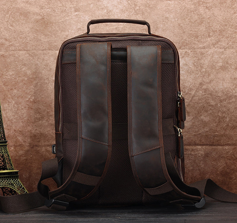 Leather Backpack for Men Full Grain Leather Travel Backpack Handmade Leather 15.6 inches Laptop Backpack Gift For Him