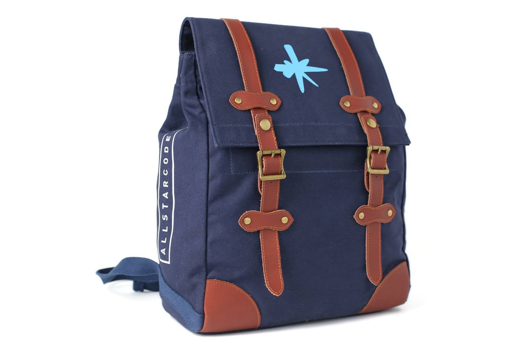 Men's Canvas Leather Hiking Travel Backpack, Rucksack School Bag TB310