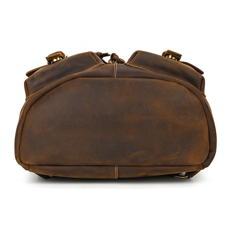 Mens Leather Backpack 15 Inch Leather Laptop Backpack Retro Travel Backpack For Mens School Backpack