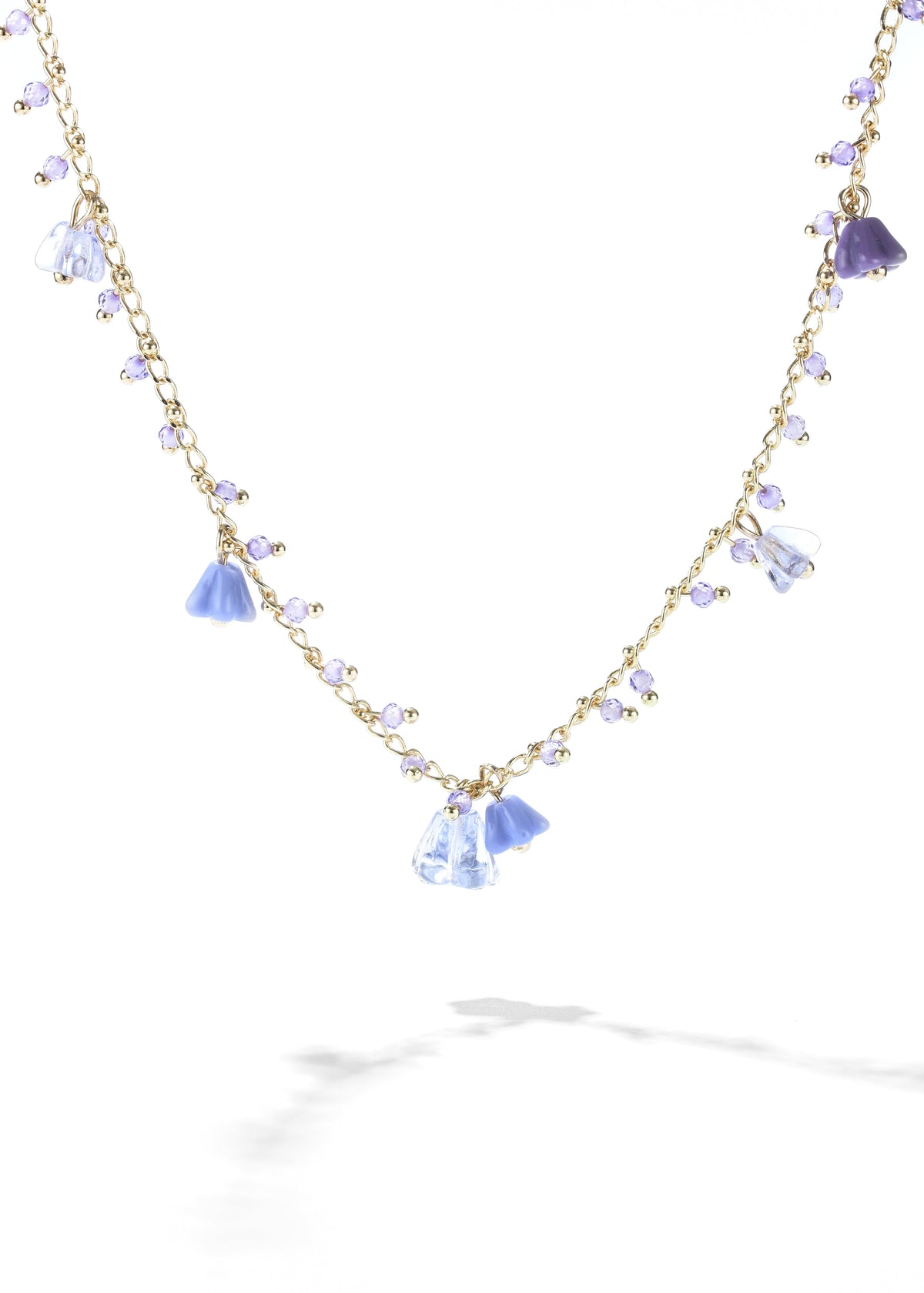 Purple Flower Charm Necklace