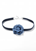 Denim Rose Choker
