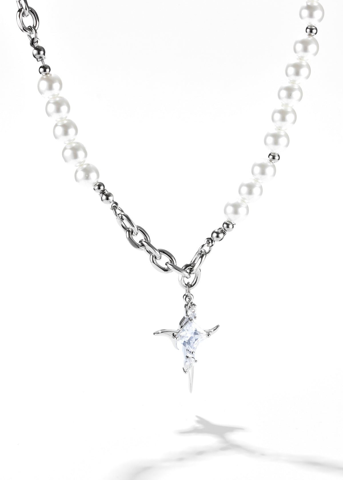 Frost Pearl Cross Necklace