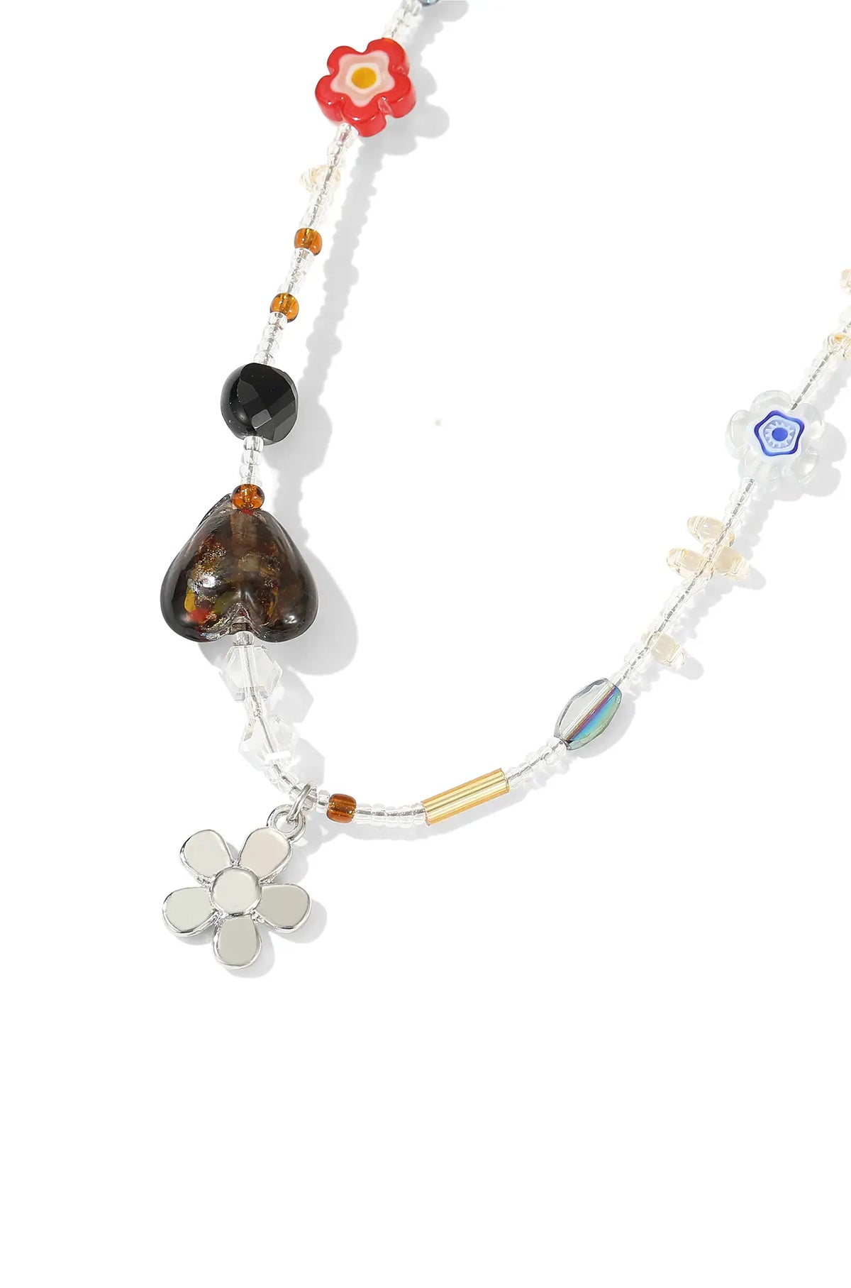 Flower Stone Beaded Necklace
