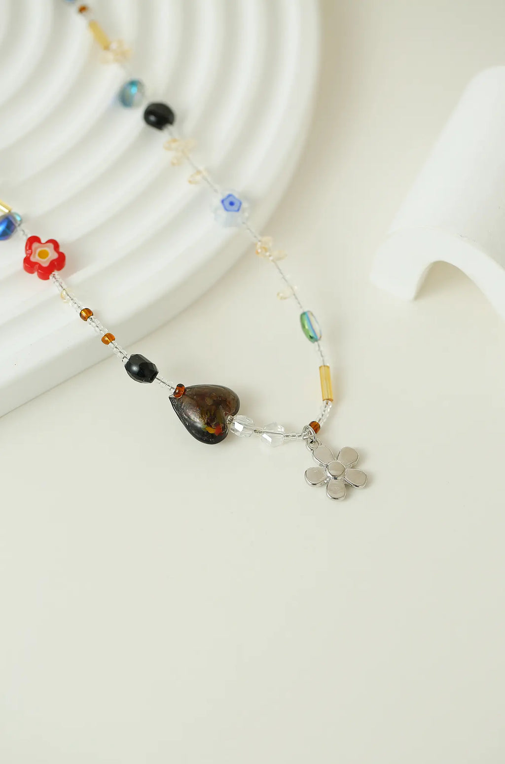 Flower Stone Beaded Necklace