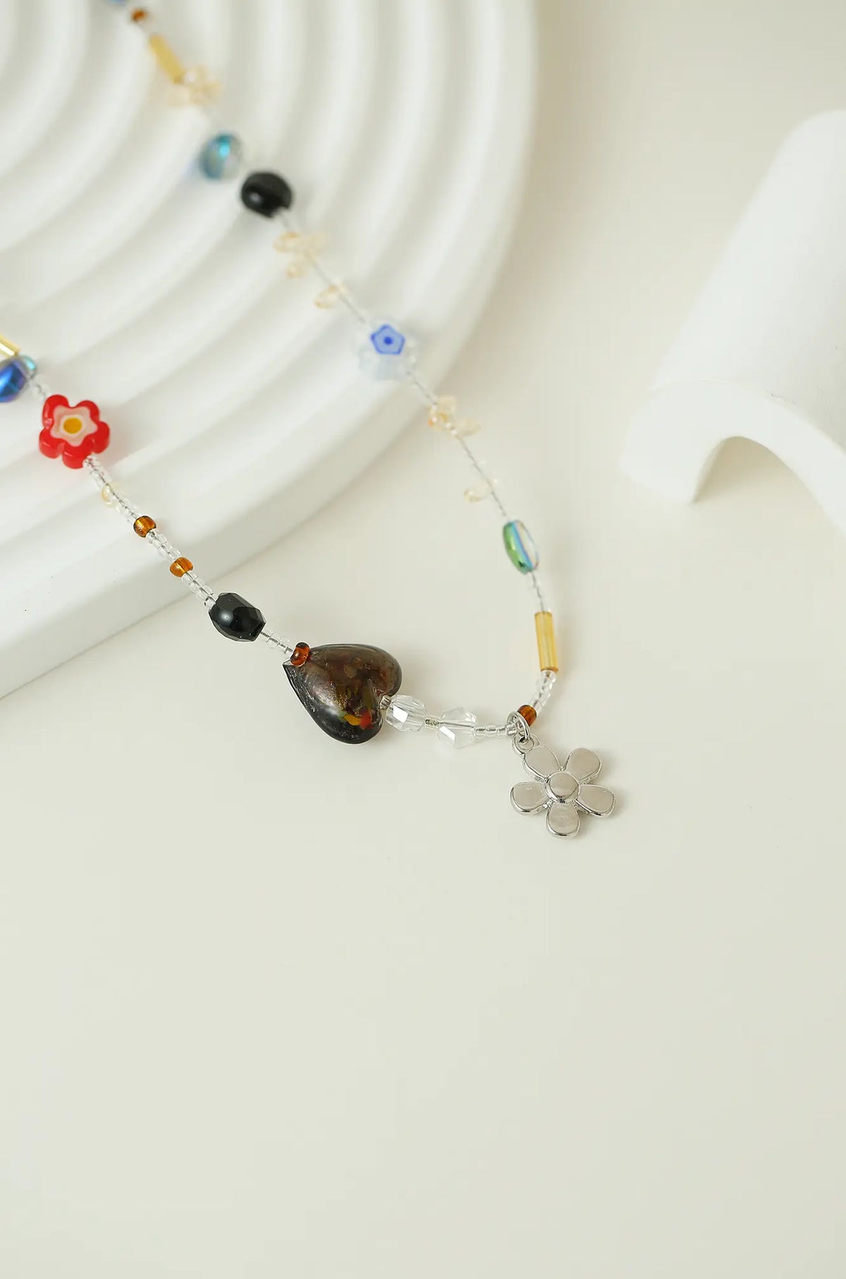 Flower Stone Beaded Necklace