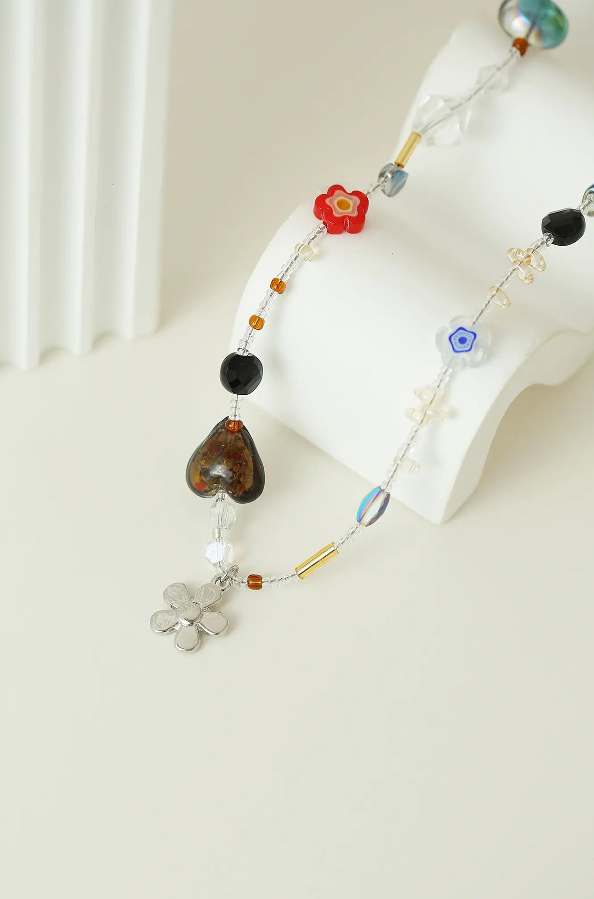 Flower Stone Beaded Necklace