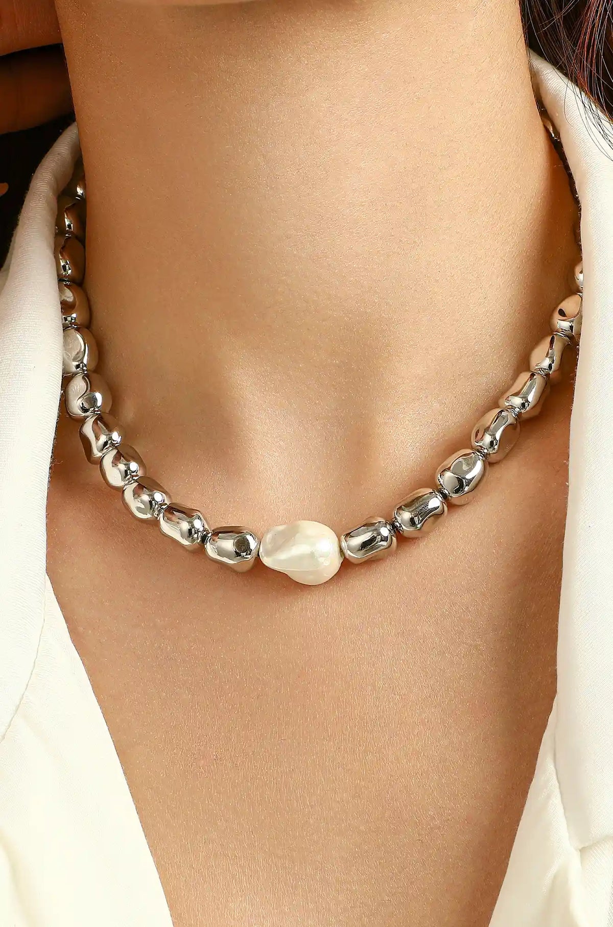 Silver Beaded Necklace
