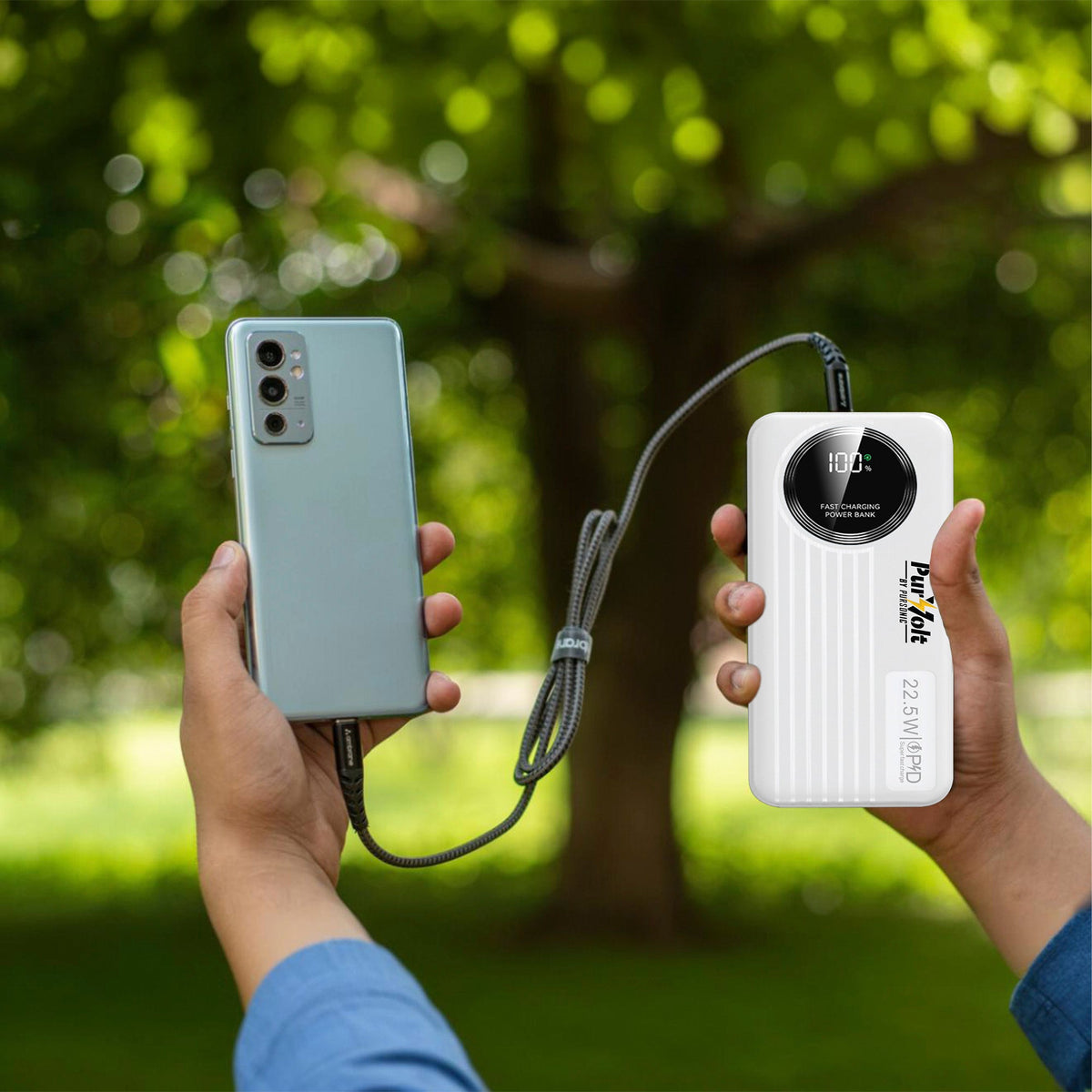 Pursonic 10,000mAh LED Fast Charging Power Bank 2-Pack – 22.5W Portable Charger with Built-in USB-2
