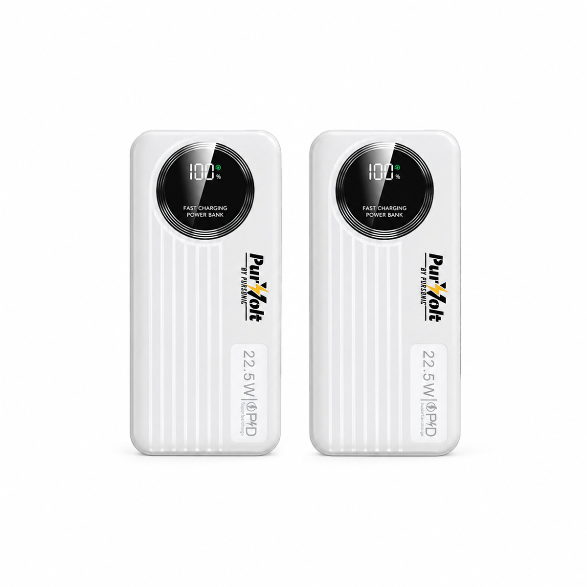 Pursonic 10,000mAh LED Fast Charging Power Bank 2-Pack – 22.5W Portable Charger with Built-in USB-0
